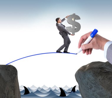 İş adamının altında el çizimi köprü