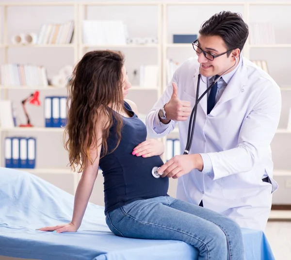 Médico examinando paciente mulher grávida — Fotografia de Stock