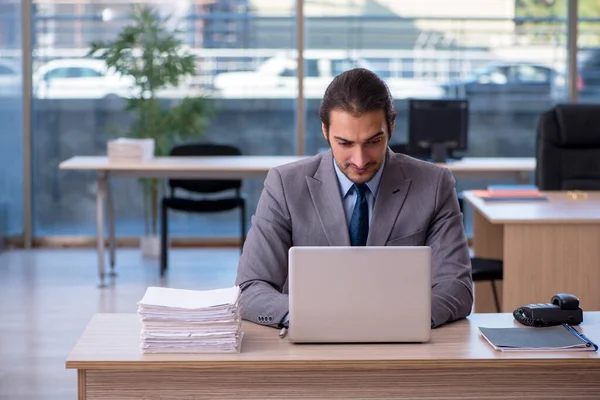 Giovane dipendente maschile che lavora in ufficio — Foto Stock