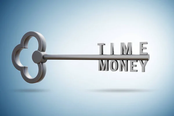 Time is money concept with large key — Stock Photo, Image