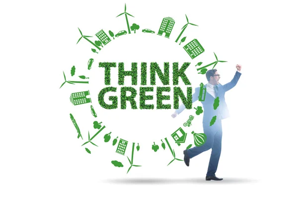 Businessman in think green concept — Stock Photo, Image