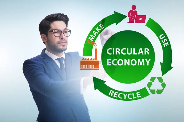 Concept of circular economy with businessman