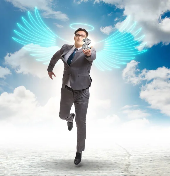 Angel investor concept with businessman with wings — Stock Photo, Image