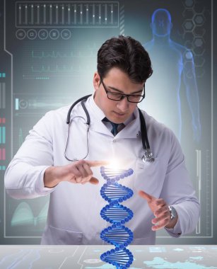 Genç öğrenci DNA yapısını inceliyor