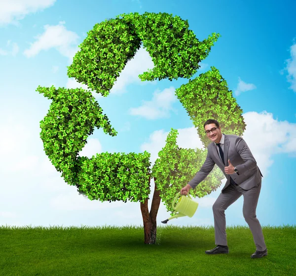 Businessman in recyling sustainable business concept