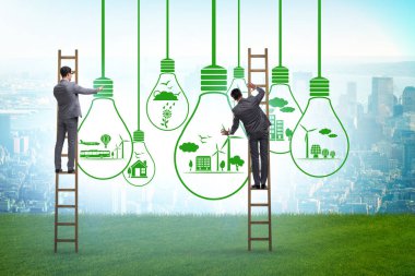 İş adamıyla yeşil ekolojik kavramı düşün.