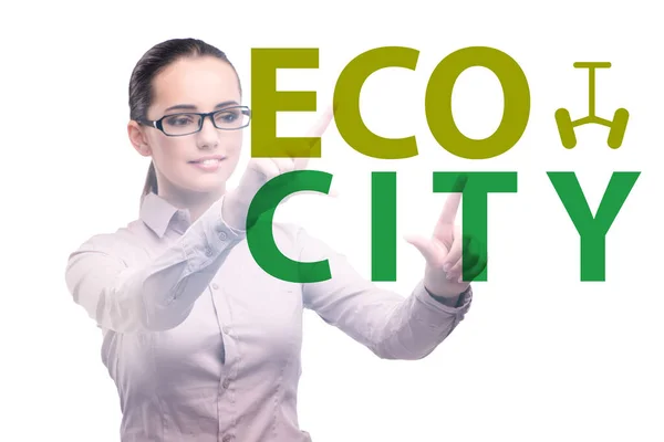 Οικολογική έννοια Ecocity με επιχειρηματίας — Φωτογραφία Αρχείου