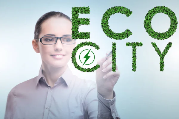 Concepto de ecología ecológica con empresaria — Foto de Stock