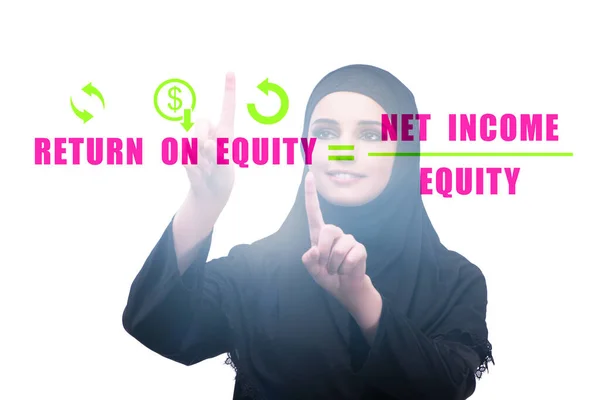 Businesswoman in return on equity concept — Stock Photo, Image