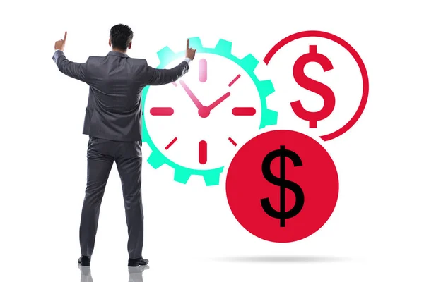 Az idő pénz koncepció az üzletemberrel. — Stock Fotó