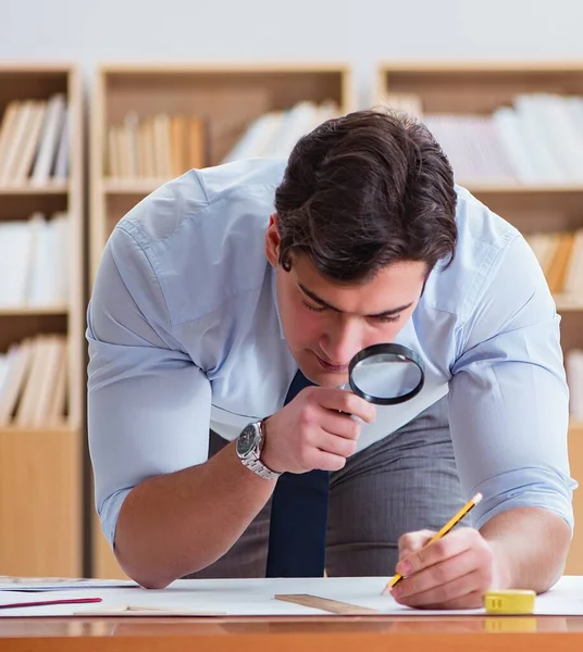 Engineer supervisor working on drawings in the office — Stock Photo, Image