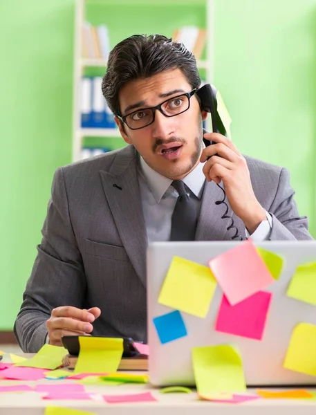 Geschäftsmann mit vielen widersprüchlichen Prioritäten unzufrieden — Stockfoto