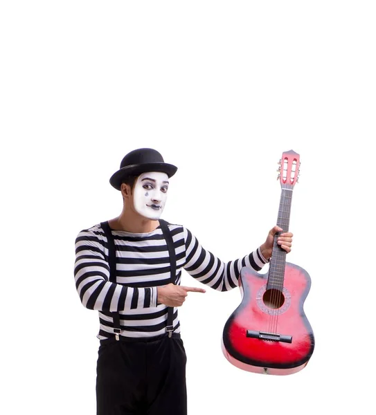 Mime gitaar spelen geïsoleerd op wit — Stockfoto