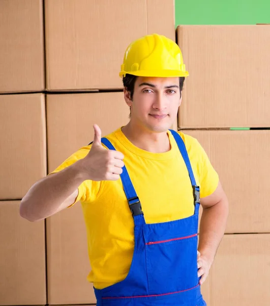 Man contractor working with boxes delivery — Stock Photo, Image