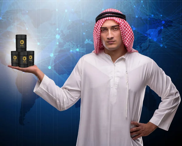 Arabische zakenman ter ondersteuning van olieprijs — Stockfoto