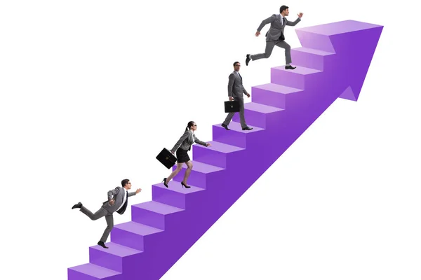 Empresarios escalando escalera de carrera en concepto de negocio — Foto de Stock