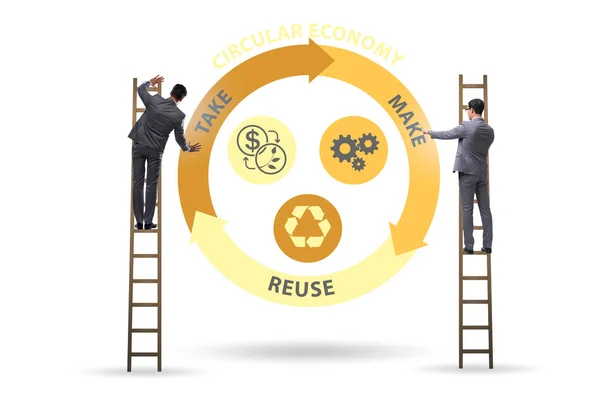 Concept of circular economy with businessman — Stock Photo, Image