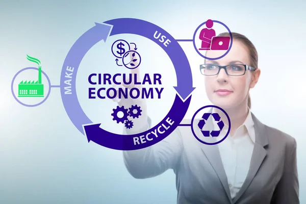 Concepto de economía circular con empresaria —  Fotos de Stock