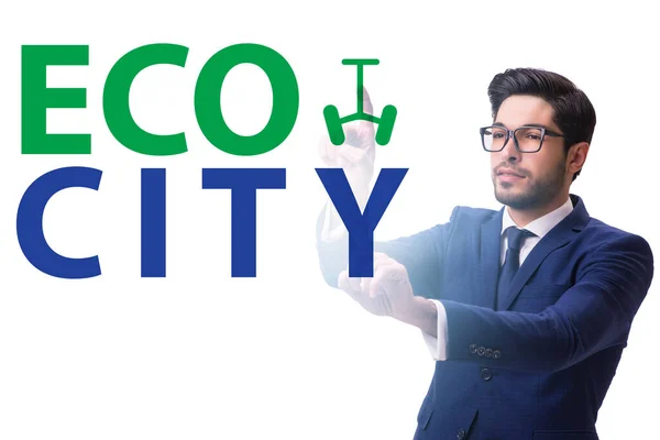 Ecocity concetto di ecologia con uomo d'affari — Foto Stock