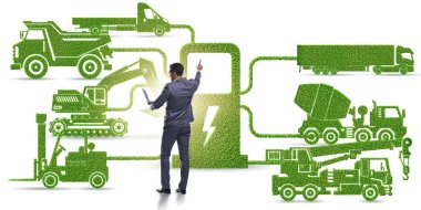 Elektrikli şarj ve araç kavramında iş adamı