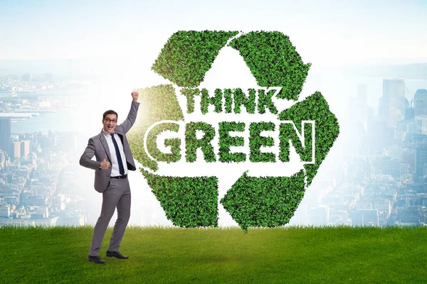 Businessman in think green concept — Stock Photo, Image