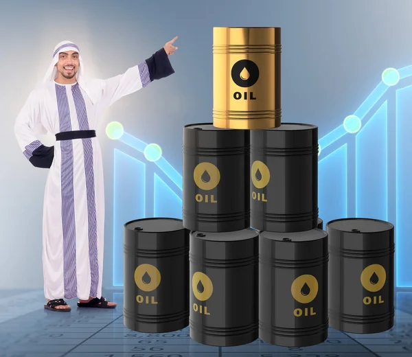 Empresario árabe en concepto de negocio de precios del petróleo —  Fotos de Stock