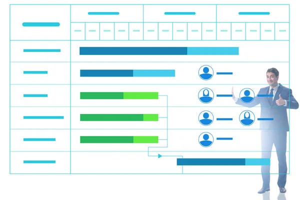 Üzletember a projektmenedzsment koncepcióban — Stock Fotó