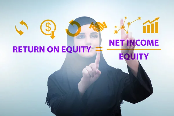 Businesswoman in return on equity concept — Stock Photo, Image
