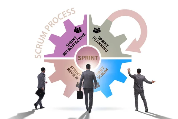 Scrum process illustration med affärsman — Stockfoto