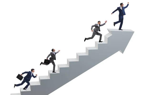 Empresario escalando escalera de carrera en concepto de negocio — Foto de Stock