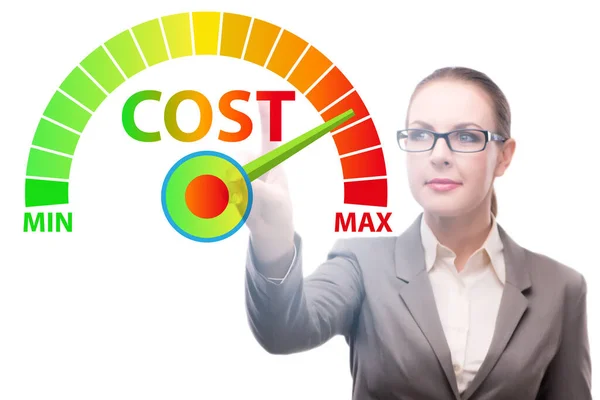 Businesswoman in cost management concept — Stock Photo, Image