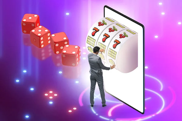 Zakenman in online casino concept — Stockfoto