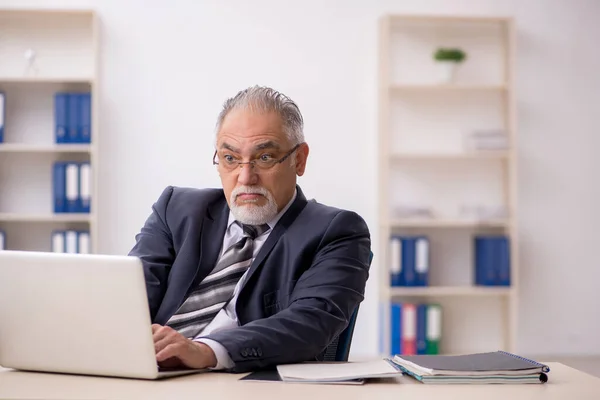 Old male employee working in the office — Stock Photo, Image