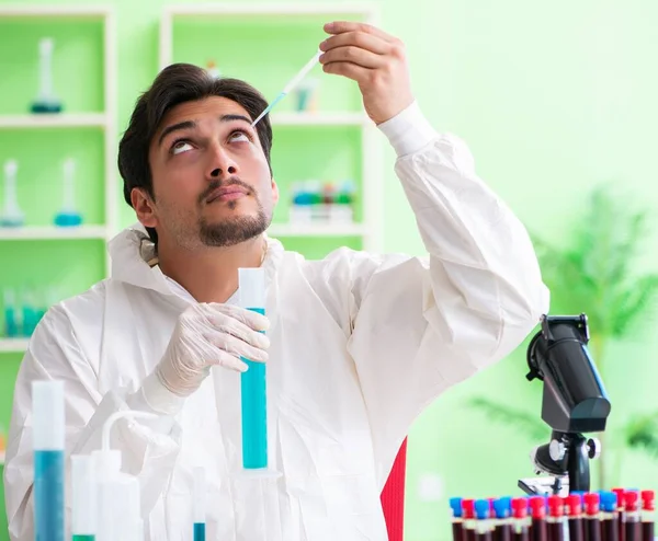 Chemicus werkt in het lab aan nieuw experiment — Stockfoto