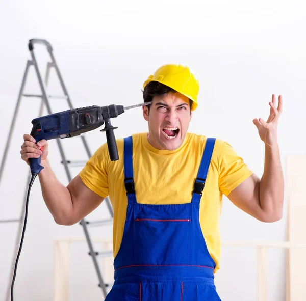 Floor repairman disappointed with his work — Stock Photo, Image