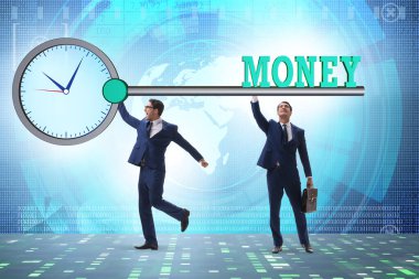 Zaman, iş adamı ve anahtarla para kavramı