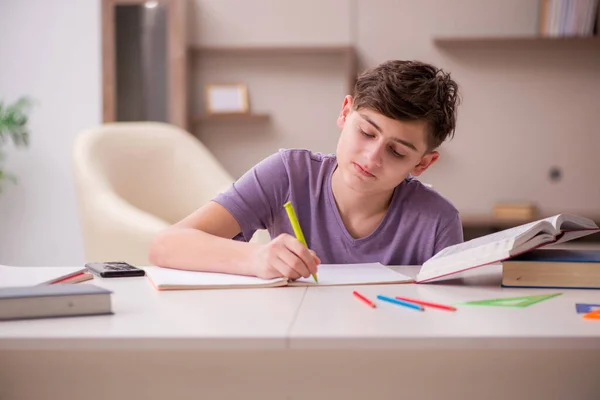 Écolier se préparant pour les examens à la maison — Photo