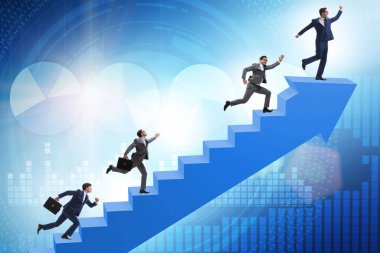 İş adamı iş dünyasında kariyer basamaklarını tırmanıyor
