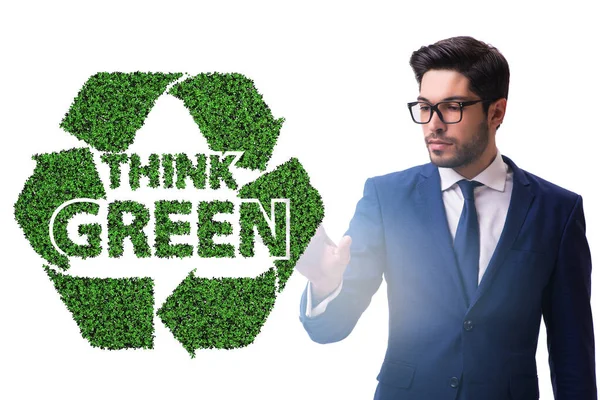 Grünes ökologisches Konzept mit Geschäftsleuten denken — Stockfoto