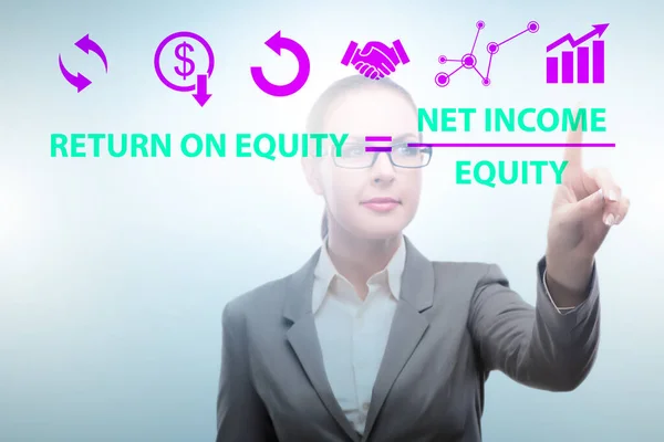 Businesswoman in return on equity concept — Stock Photo, Image