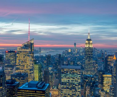 Günbatımında New York Manhattan manzarası