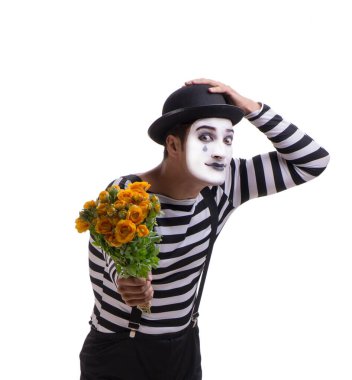 Beyazlara saklanmış bir demet çiçekli pandomim