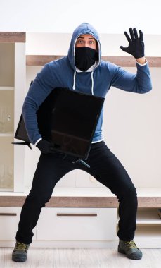 Hırsız evden televizyon çalıyor.