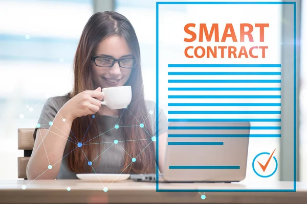 Smart contract as illustration of blockchain concept — Stock Photo, Image