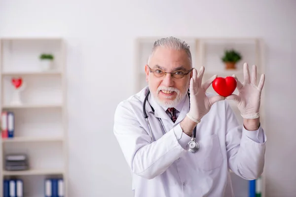 Viejo médico cardiólogo que trabaja en la clínica —  Fotos de Stock