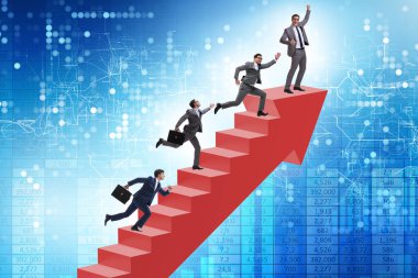 İş adamı iş dünyasında kariyer basamaklarını tırmanıyor