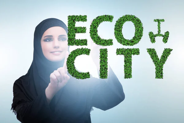 Οικολογική έννοια Ecocity με επιχειρηματίας — Φωτογραφία Αρχείου