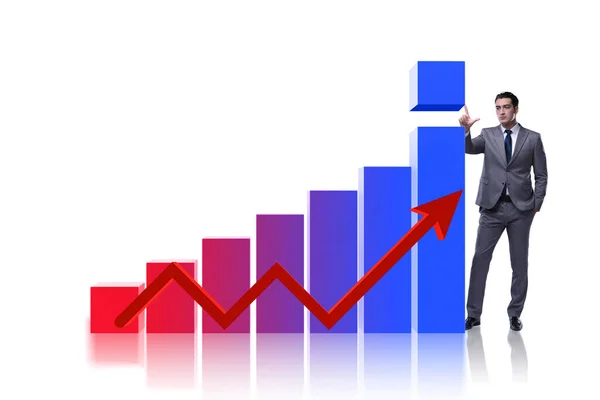 Przedsiębiorca wspierający wzrost gospodarczy na wykresie — Zdjęcie stockowe