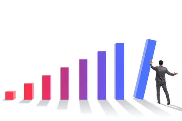 Empresario que apoya el crecimiento económico en el gráfico —  Fotos de Stock