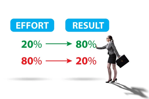 Pareto kural illüstrasyonunda iş kadını — Stok fotoğraf